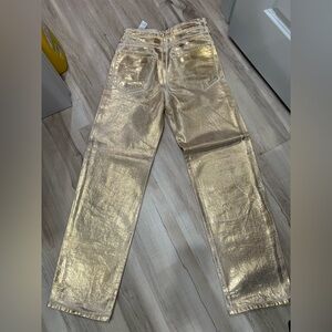 Zara Gold Flare & Wide Leg Jeans